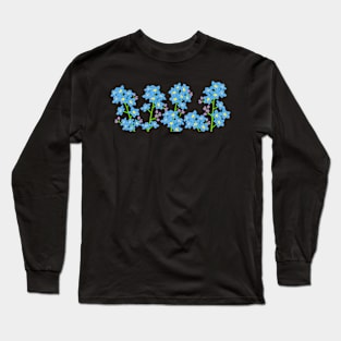 Forget Me Not Light Blue Wild Flowers - Summer & Spring Floral Hand-drawn Artwork Long Sleeve T-Shirt